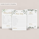 Green And Gold Baby Shower Games Bundle Printable