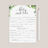 Botanical baby madlibs advice cards printable by LittleSizzle