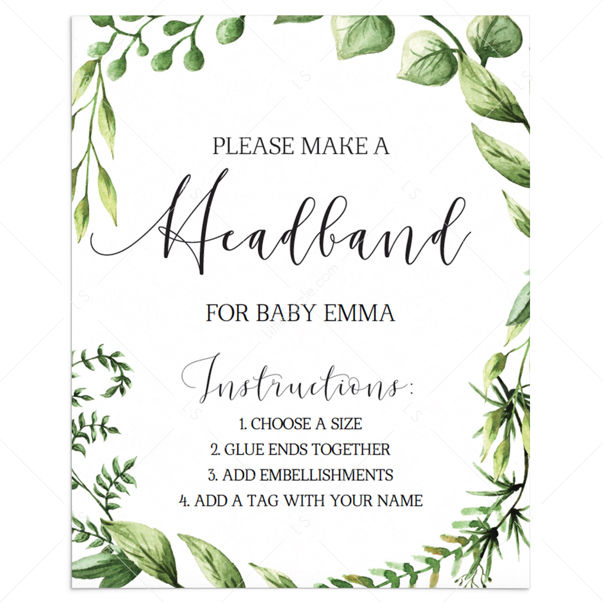 Make a headband for baby girl shower activity template by LittleSizzle