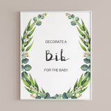 Bib Decorating station decorations for greenery baby party by LittleSizzle