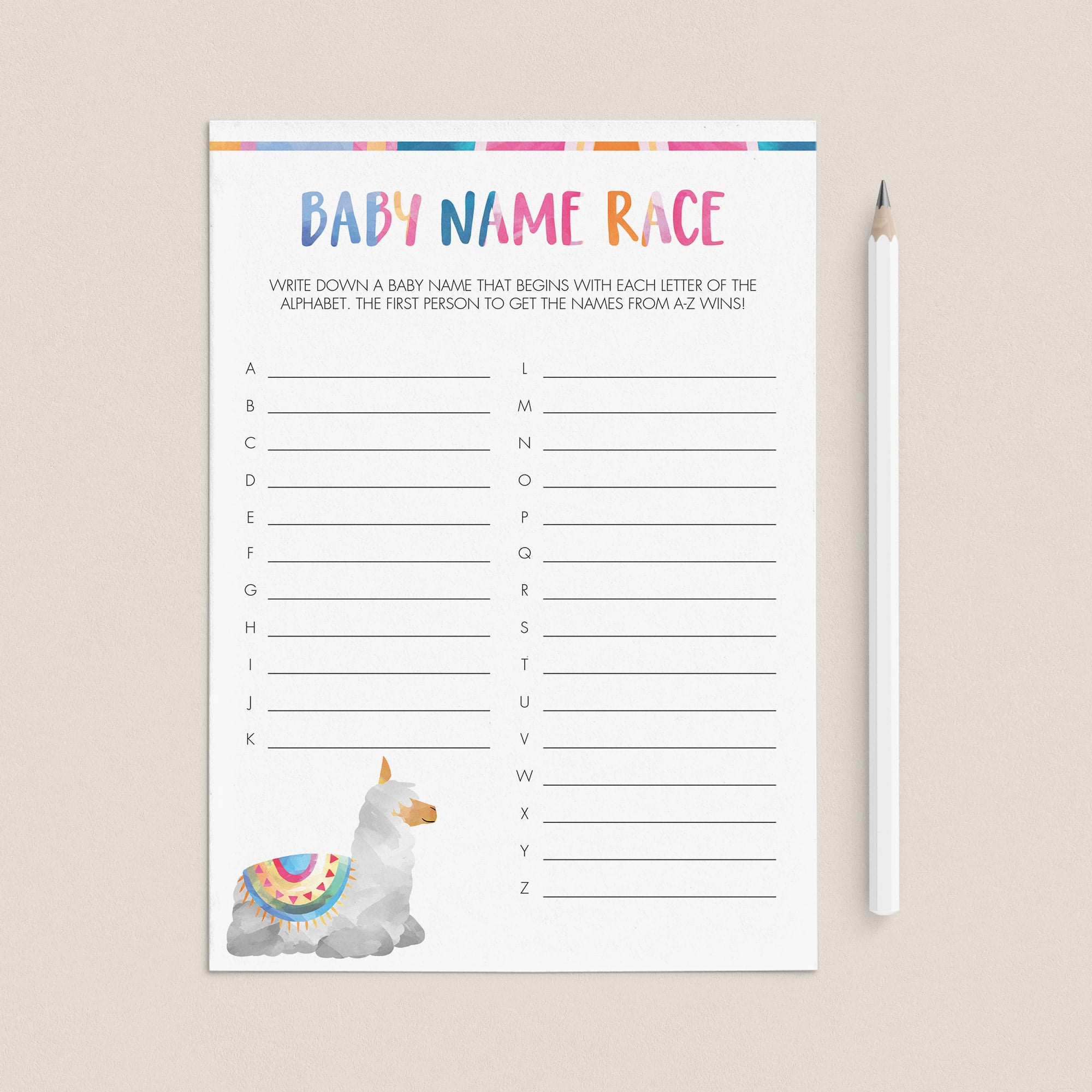 Baby Name Suggestions Game for Baby Shower Printable by LittleSizzle