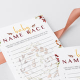 Fall Wreath Baby Shower Baby Names Game Printable