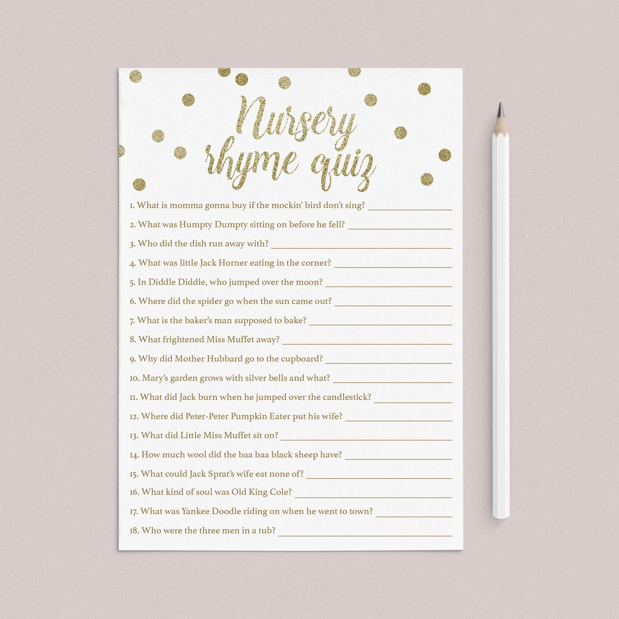 Baby shower nursery rhyme game printable by LittleSizzle