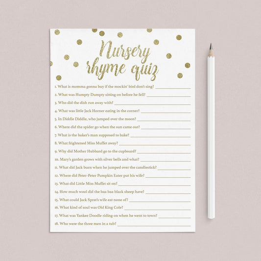 Baby shower nursery rhyme game printable by LittleSizzle