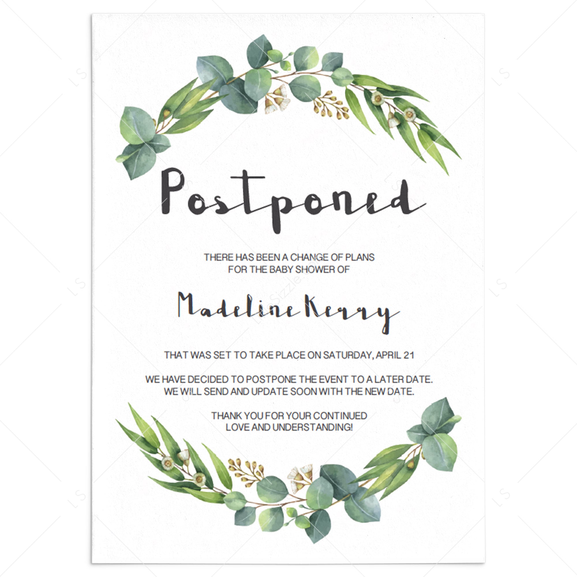 Neutral Change of Plans Baby Shower Digital Announcement Card by LittleSizzle