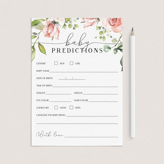 Baby predictions guessing game for baby shower by LittleSizzle