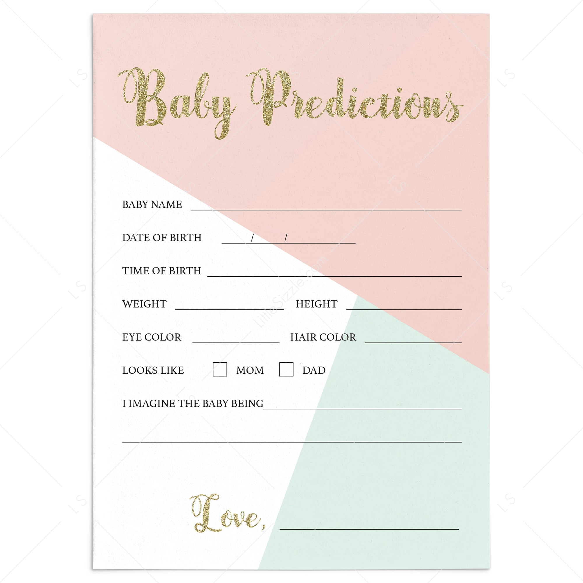 Printable Baby Prediction Card by LittleSizzle