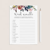 Baby word scramble game printable for floral shower by LittleSizzle