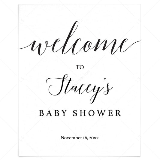 Editable Baby Shower Welcome Sign Template Calligraphy by LittleSizzle