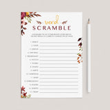 Fall baby shower game word scramble printable by LittleSizzle