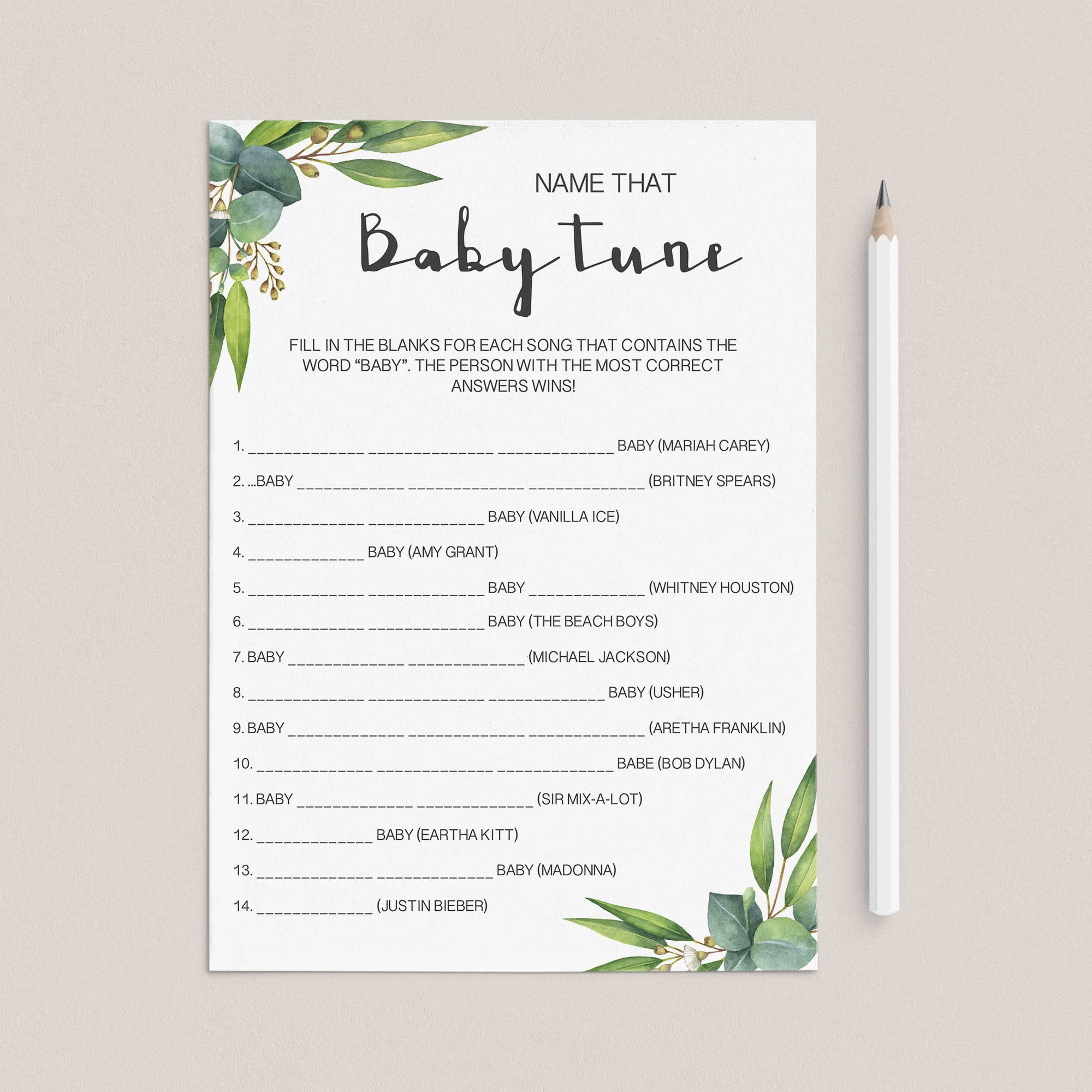 Baby shower song game answers download by LittleSizzle