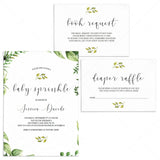 Baby sprinkle evite template PDF file green wreath by LittleSizzle