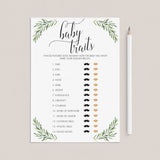 Baby Traits Game Printable for Greenery Baby Shower by LittleSizzle