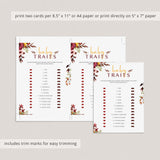 Bohemian BabyShower Baby Traits Game Printable