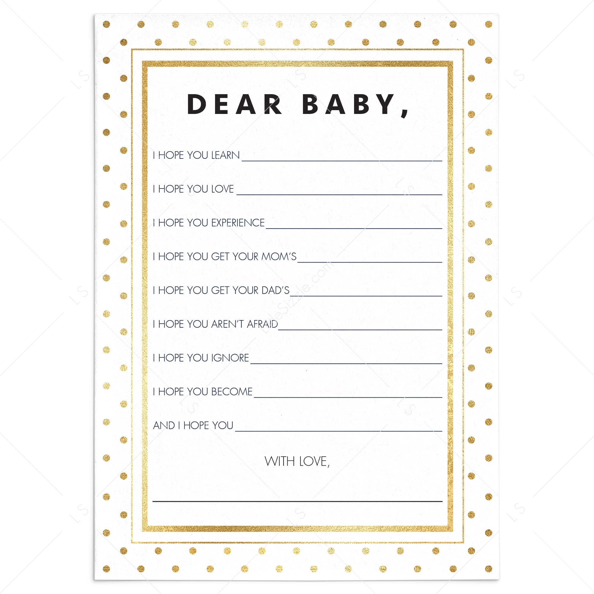 Modern baby shower wish card printable by LittleSizzle