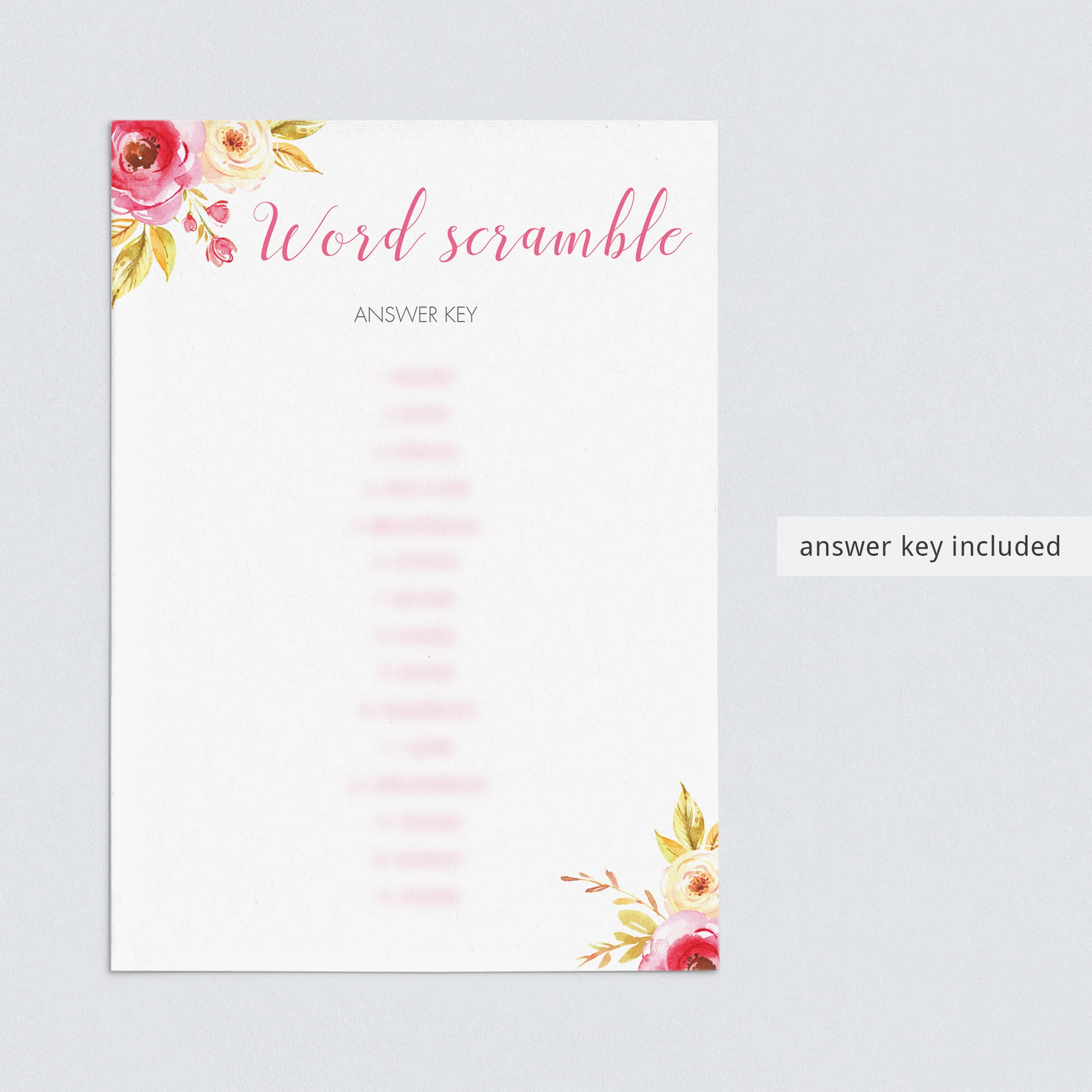 Baby word scramble answer key printable by LittleSizzle