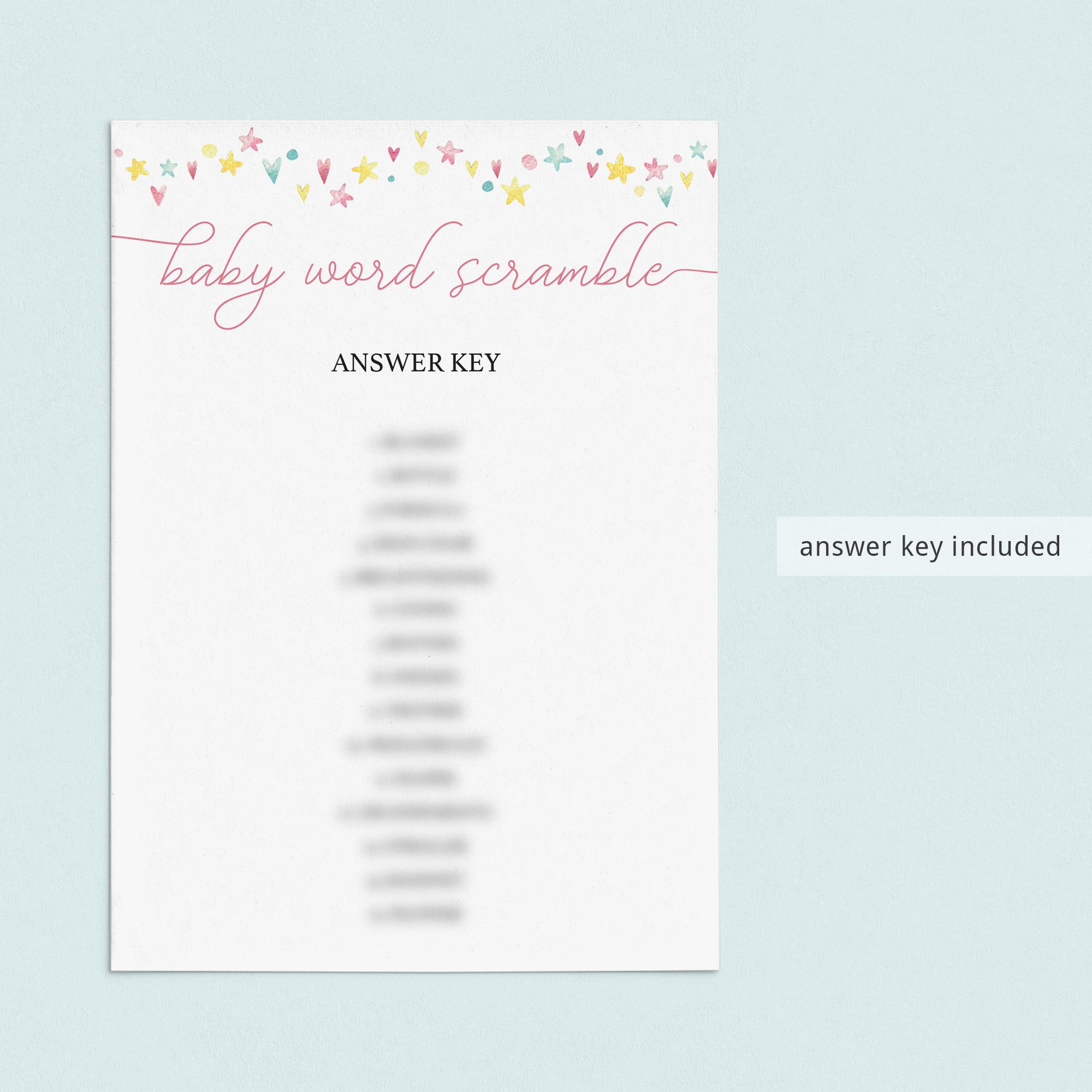 Download word scramble game and answers for baby shower by LittleSizzle