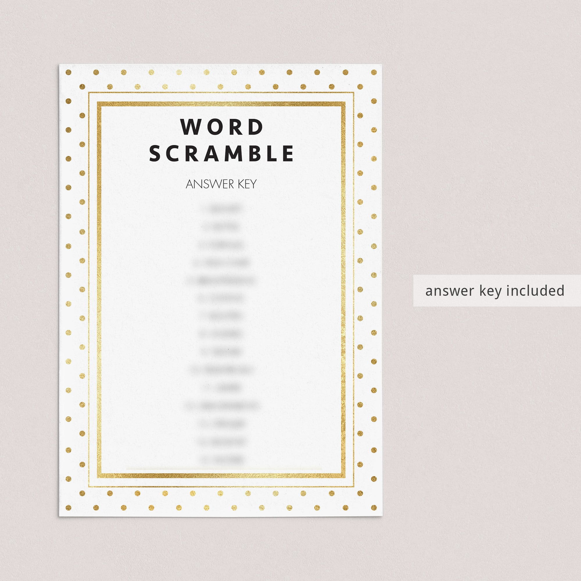 Printable answer key for baby word scramble by LittleSizzle