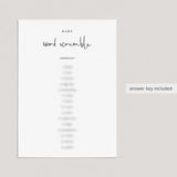 Word Scramble BabyShower Game Printable