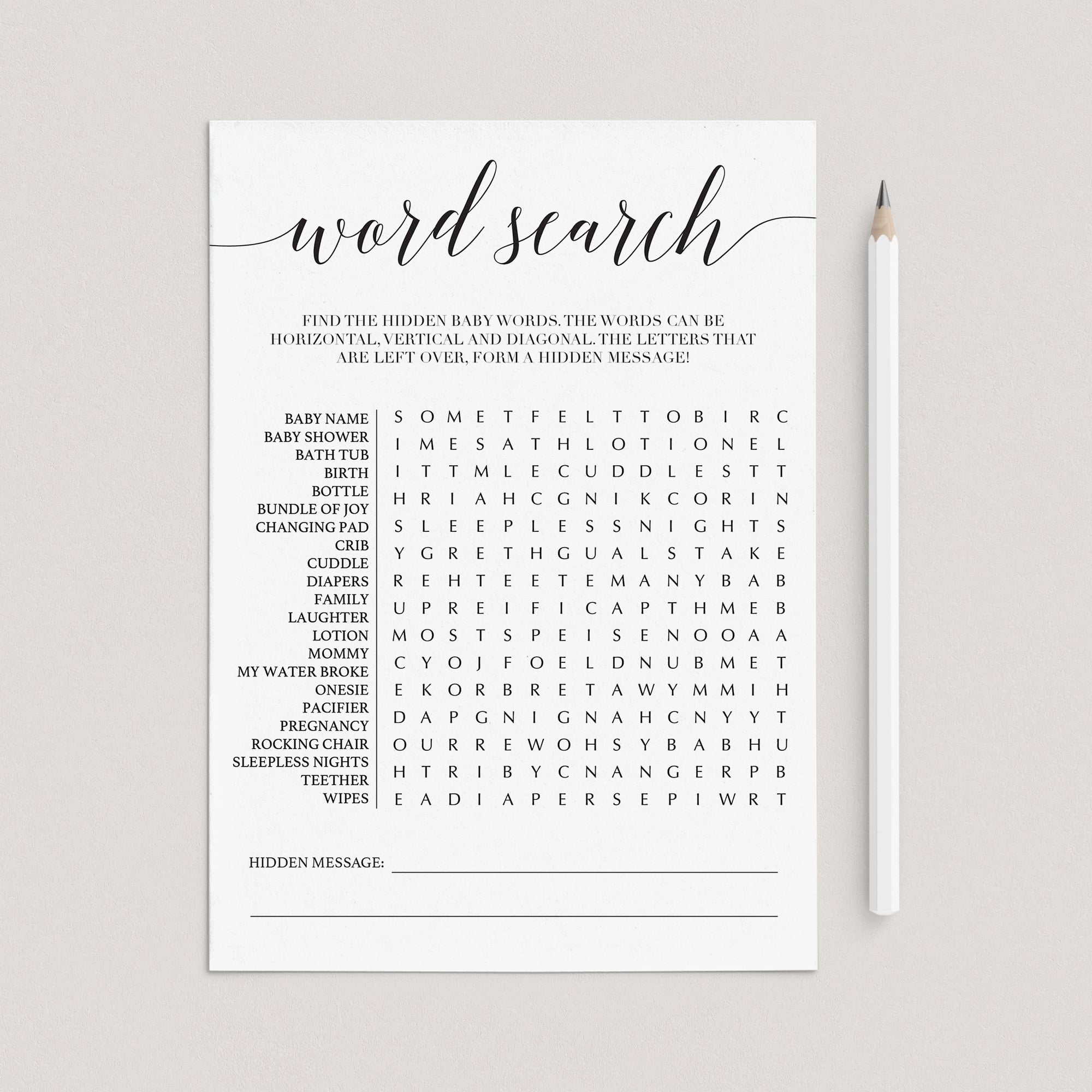 Calligraphy baby shower games by LittleSizzle