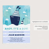 Boy baby party invitations do it yourself PDF template by LittleSizzle