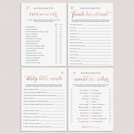 Rose Gold Hen Party Games Bundle Printable by LittleSizzle