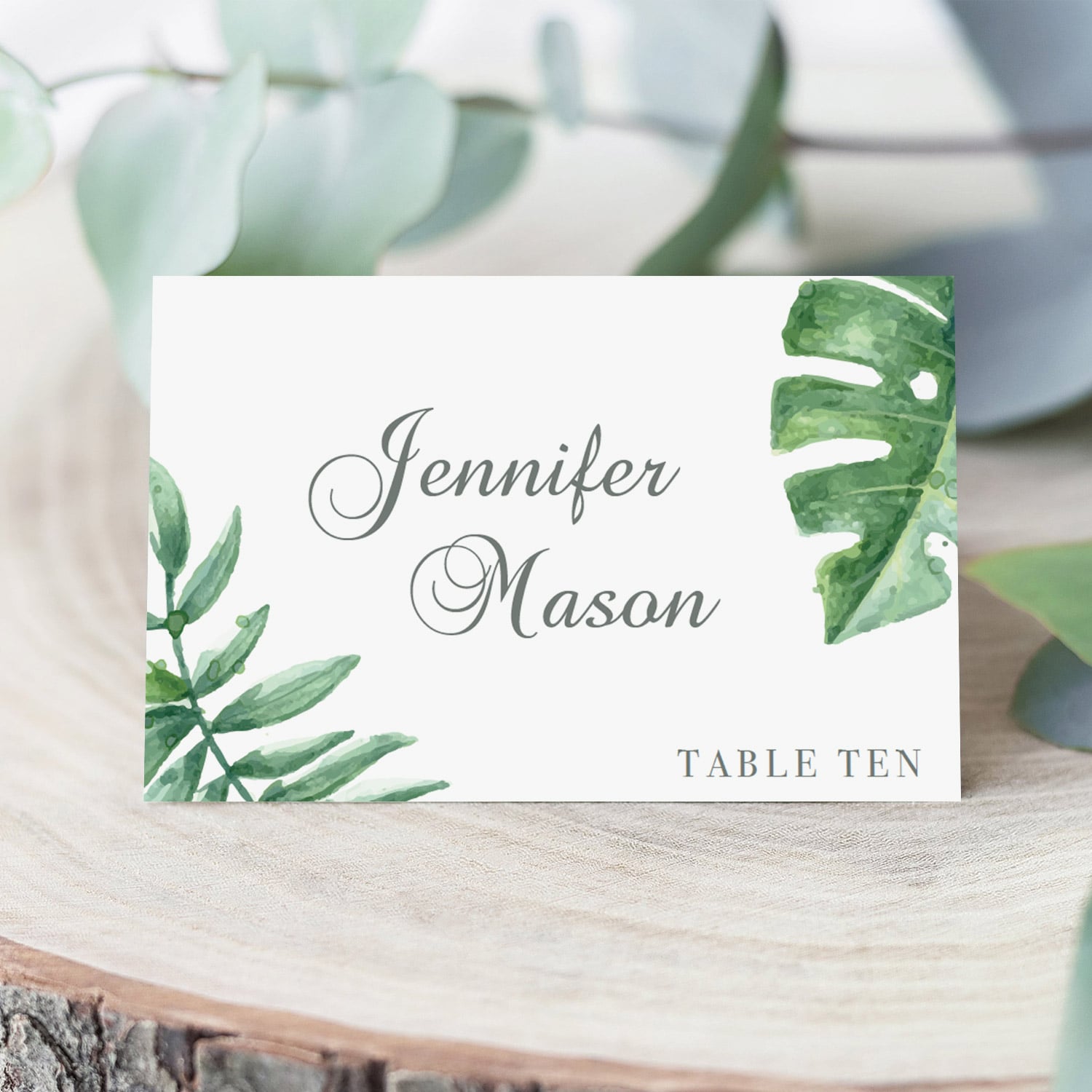 Tropical name seating cards template by LittleSizzle