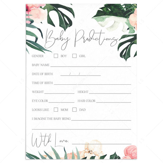 Tropical Theme Baby Shower Baby Prediction Cards by LittleSizzle