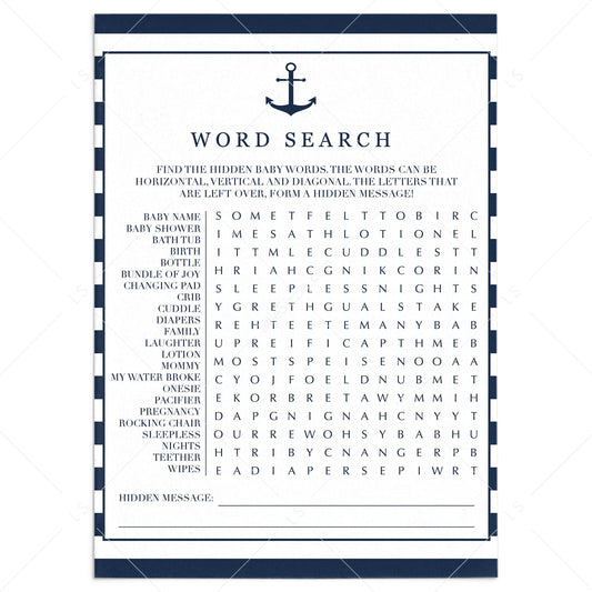 Baby word search game for boy baby shower by LittleSizzle