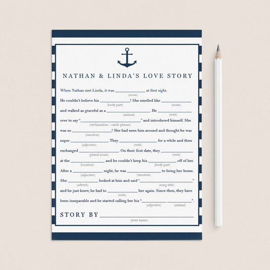nautical bridal shower madlibs printable by LittleSizzle