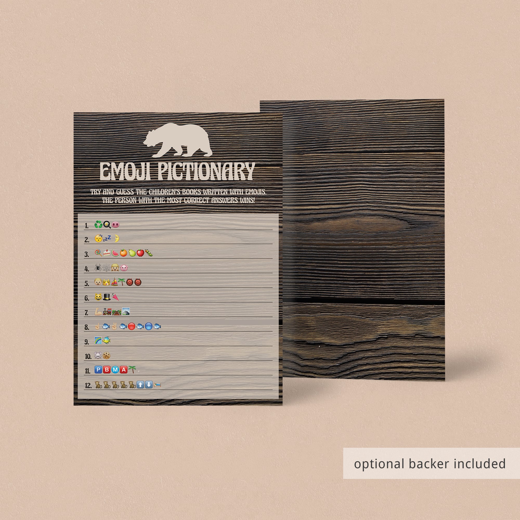 Baby bear woodland baby shower games printable emoji by LittleSizzle