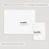 Beautiful Definition Print Instant Download