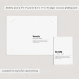 Beauty Definition Print Instant Download