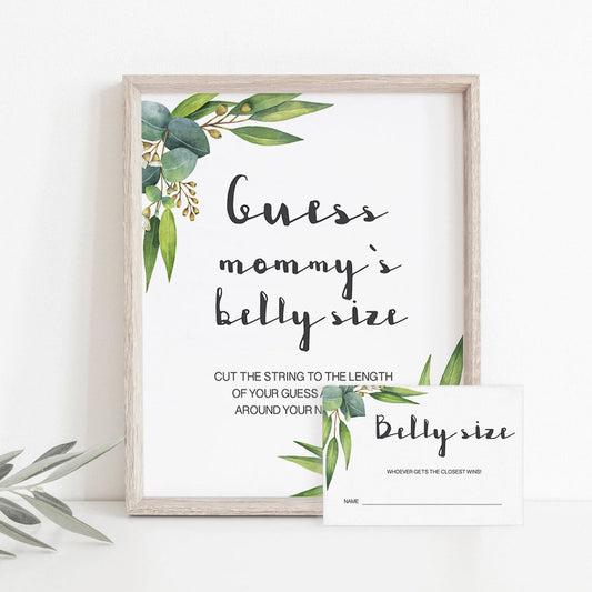 Printable how big is mommy's bump size activity with green leaves by LittleSizzle