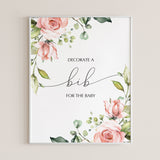 Floral baby shower mingling game decorate a bib station by LittleSizzle