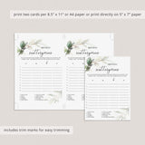 Birthday Scattergories Game Printable Greenery Theme
