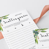 Eucalyptus Birthday Party Ideas Scattergories Game Printable