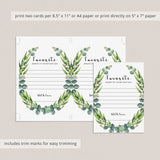 Greenery Women's Birthday Memory Game Printable