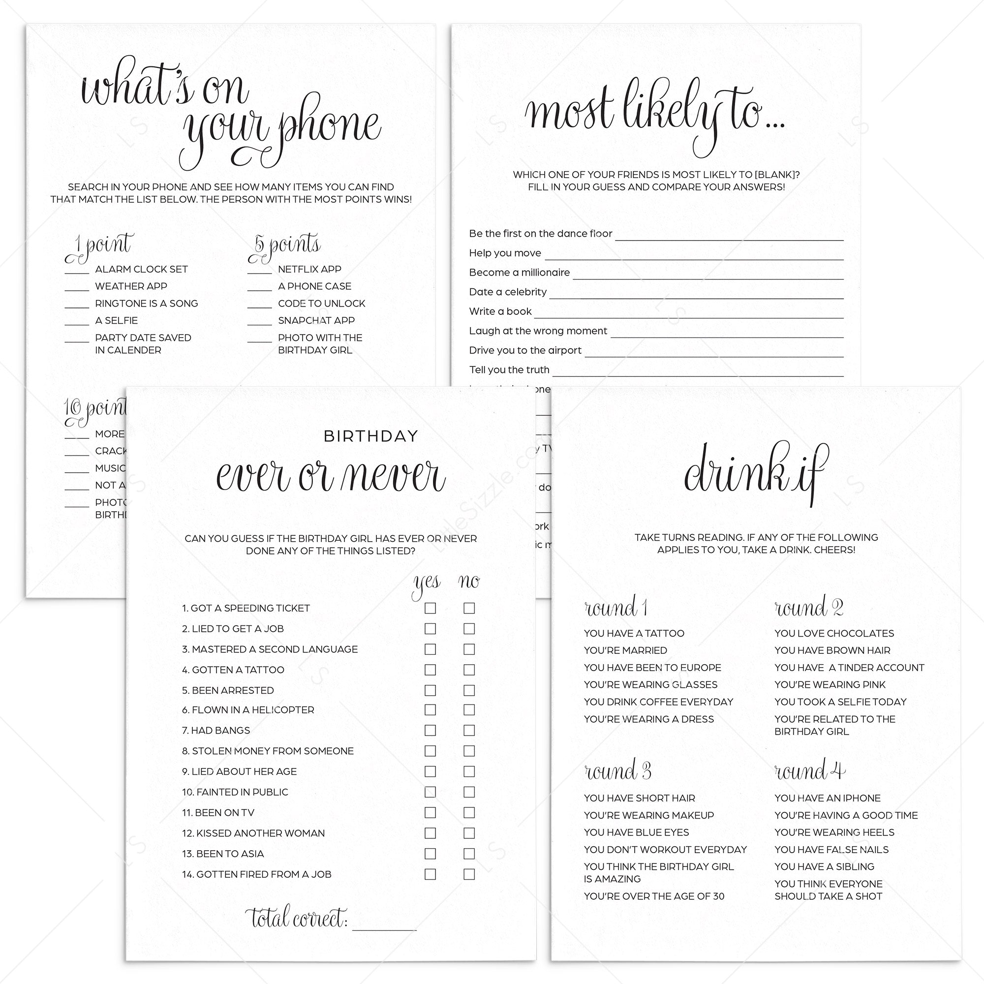 Adult Birthday Party Games Bundle Printable Adult Party 