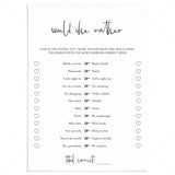 Girl Birthday This or That Game Printable