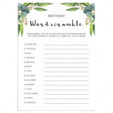 Botanical Birthday Word Scramble Printable by LittleSizzle
