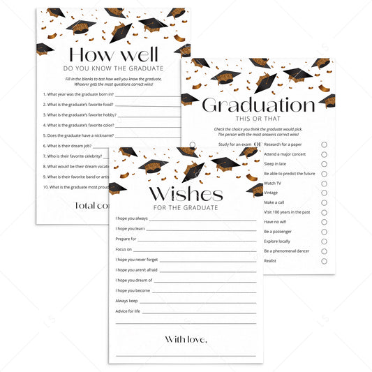 Black and Gold Graduation Games Pack Printable by LittleSizzle