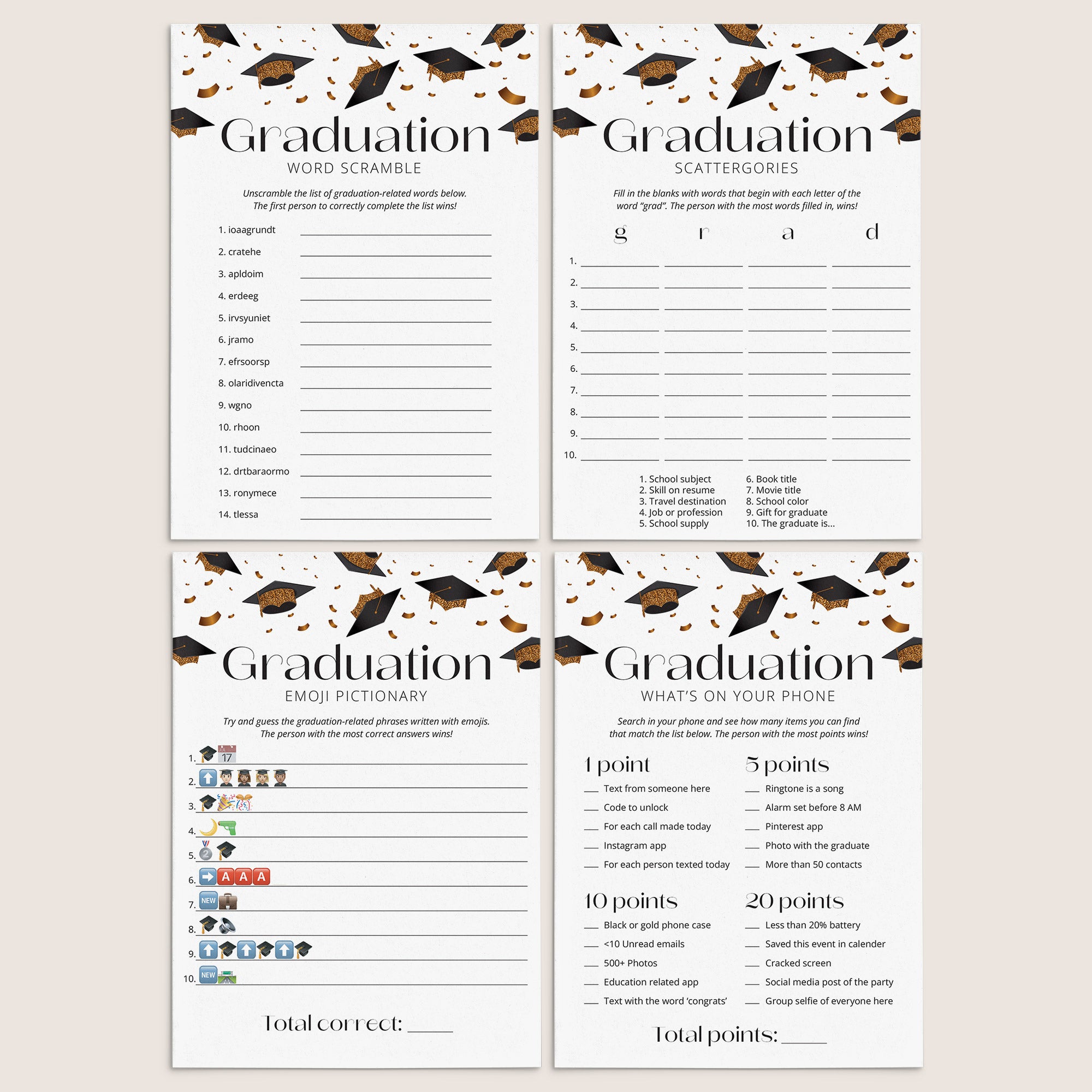 Printable Graduation Party Games Bundle by LittleSizzle