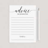 Calligraphy Advice Card for Mom-to-Be Printable & Fillable PDF by LittleSizzle