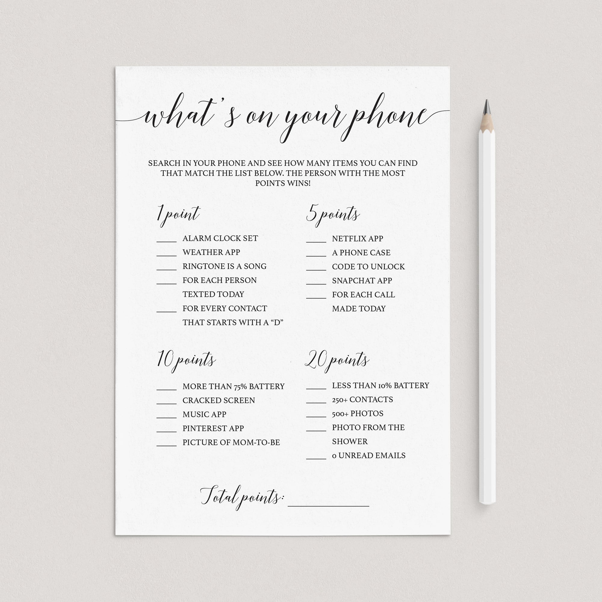 Modern baby shower game whats on your phone by LittleSizzle