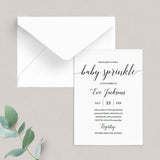Printable Baby Sprinkle Invitation Set with Calligraphy Font