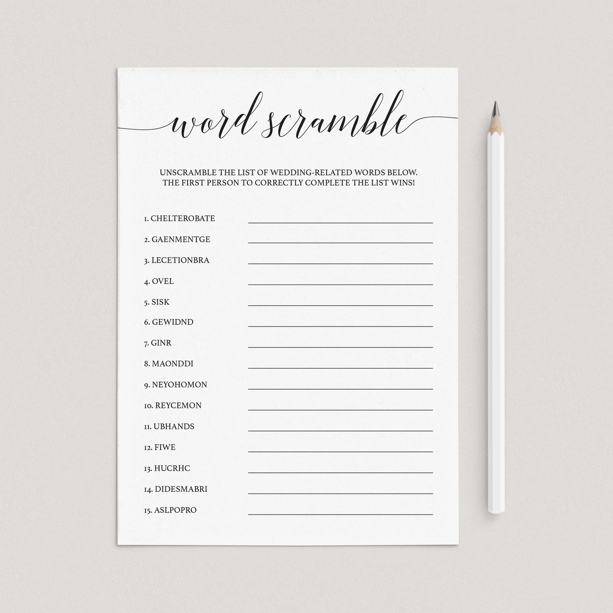 Wedding word scramble game by LittleSizzle