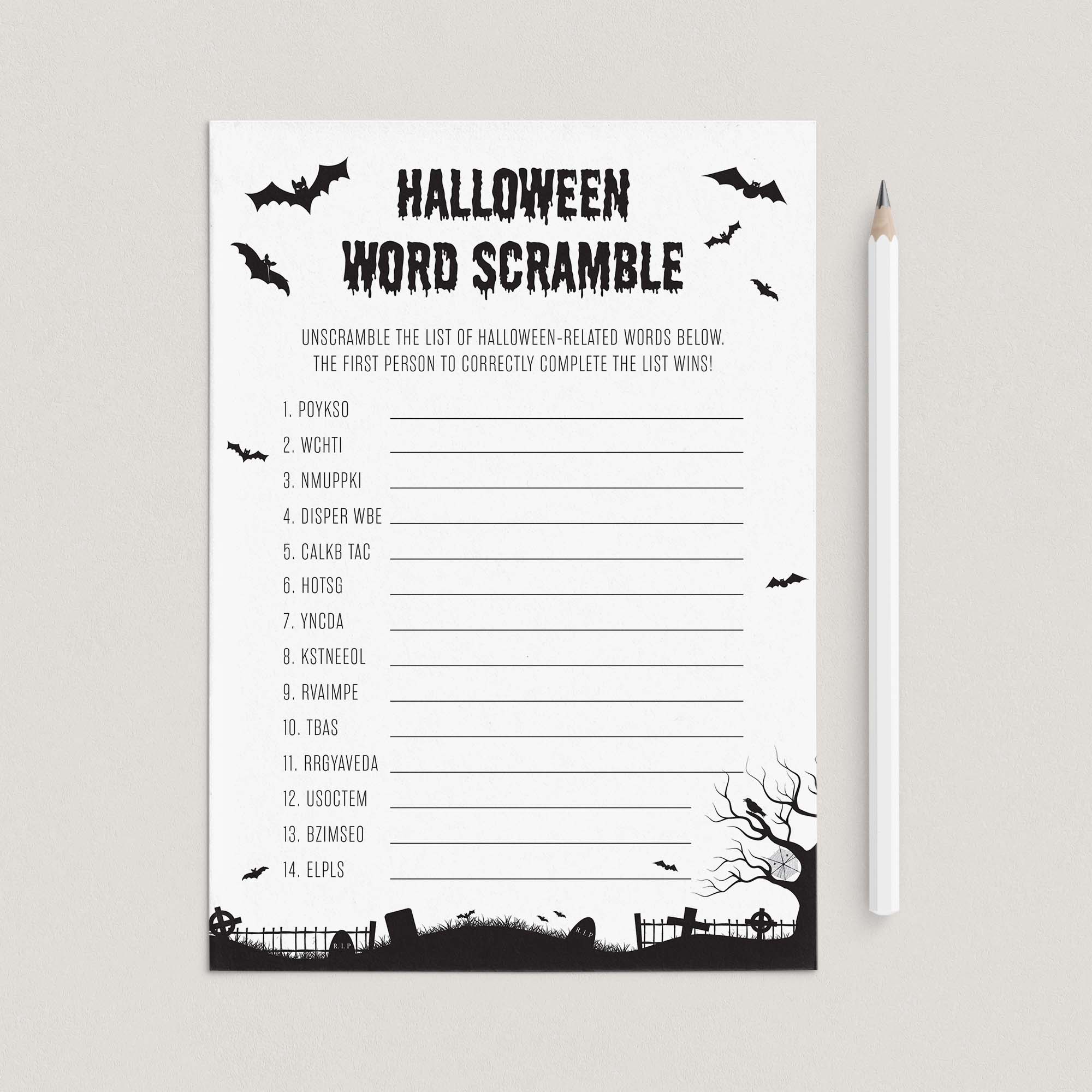 Halloween Word Scramble with Answers Printable Instant Download by LittleSizzle