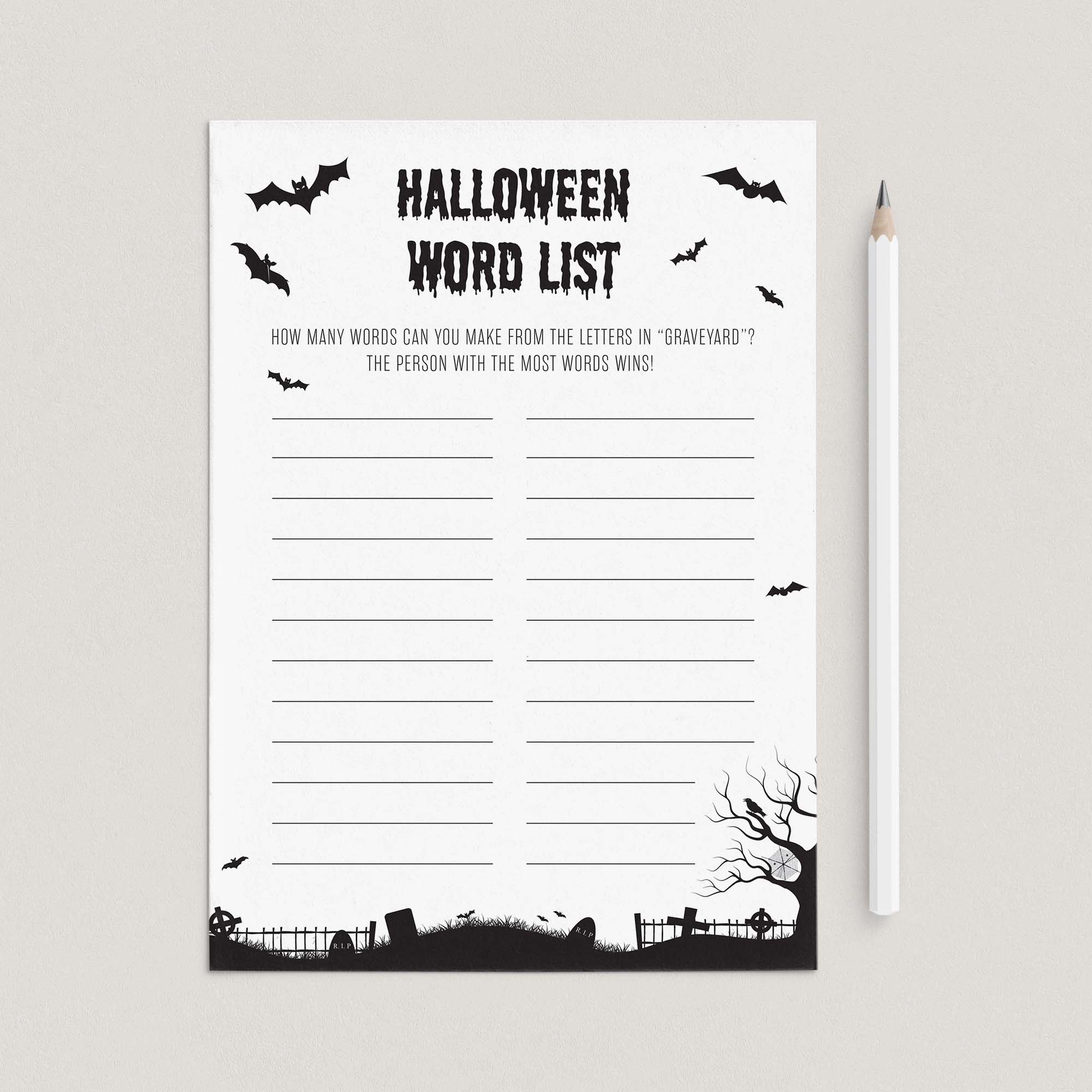 Printable Halloween Word Game for Family by LittleSizzle