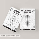 Fun Halloween Party Game This or That Printable Black and White